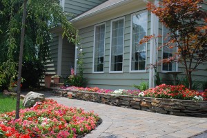 Walkway Flower Beds Surrounding a Walkway