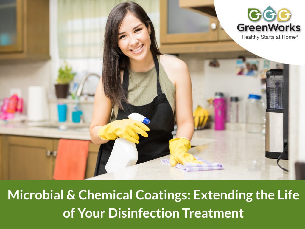 Microbial and chemical coatings for disinfection treatment