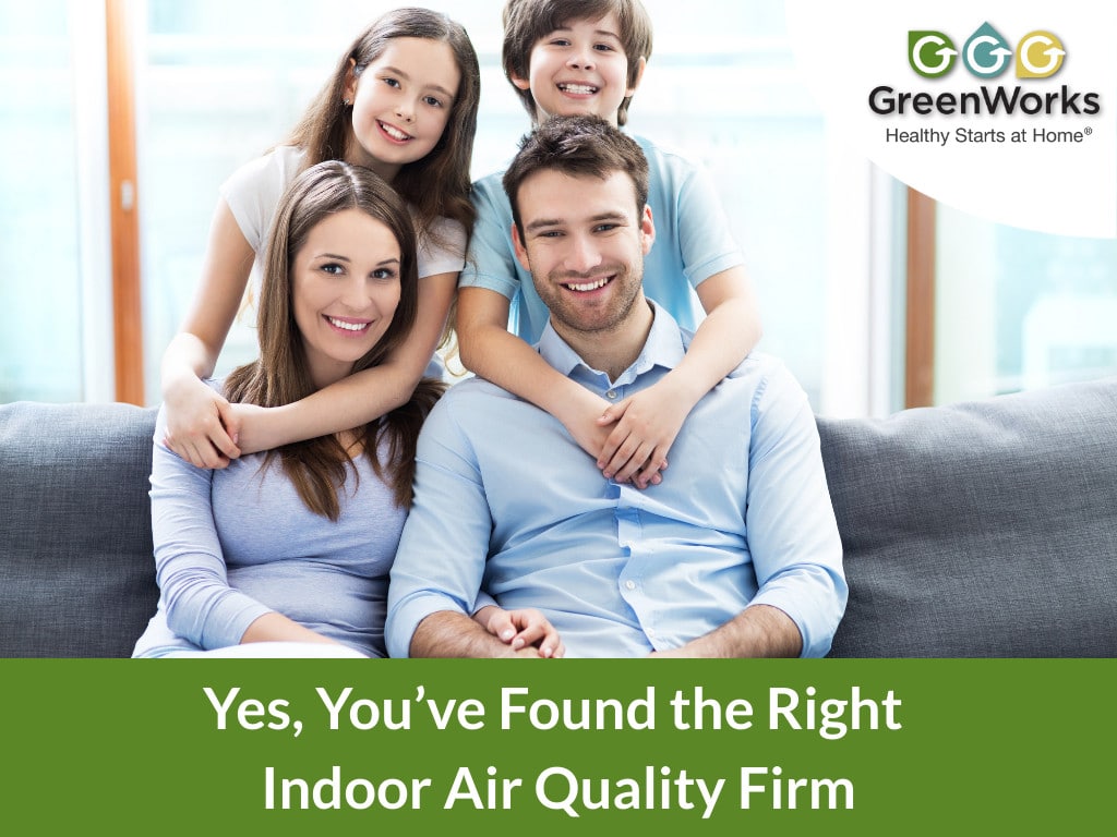 Happy satisfied family after getting their indoor air quality testing done