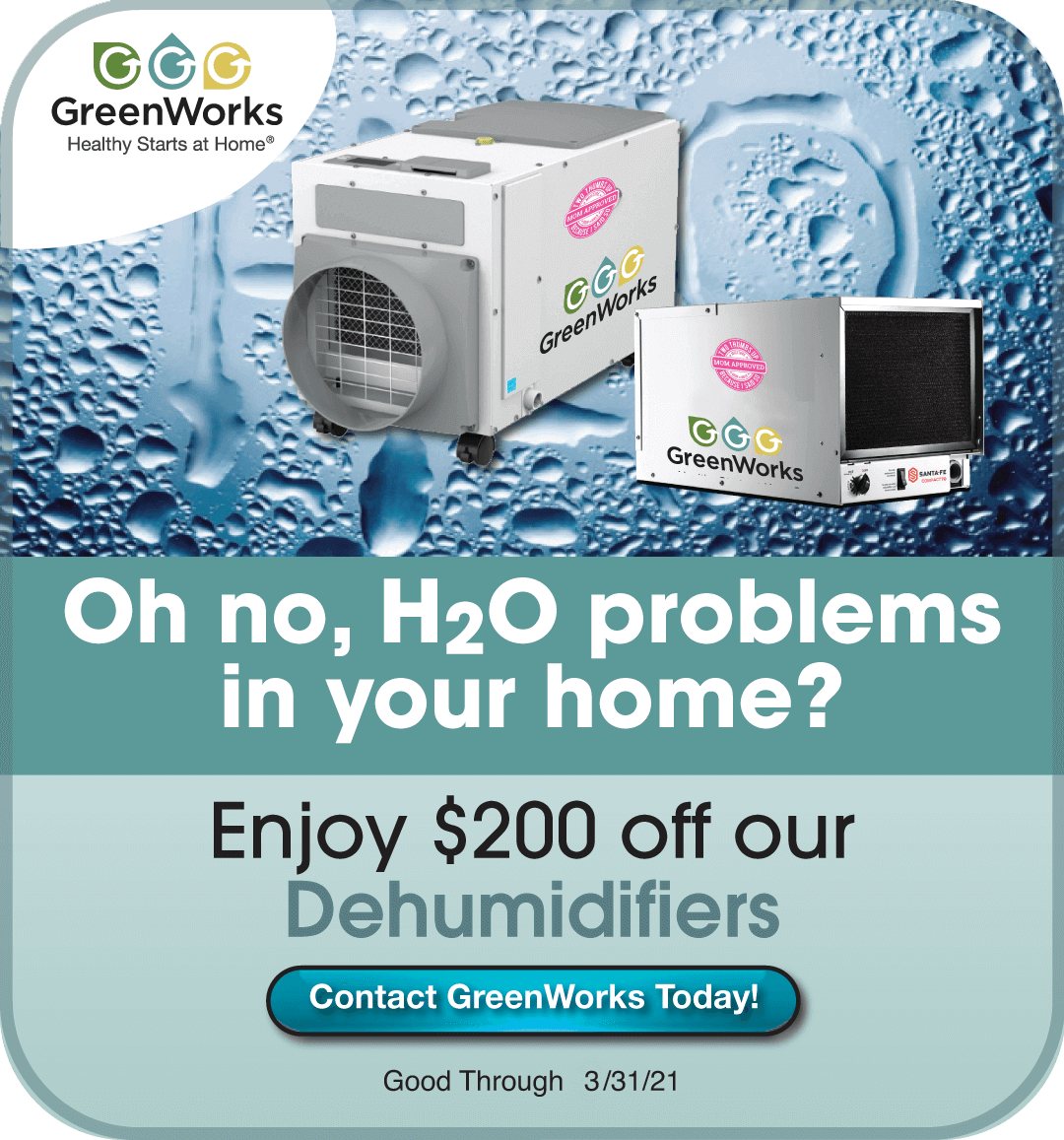 Enjoy $200 off our dehumidifiers