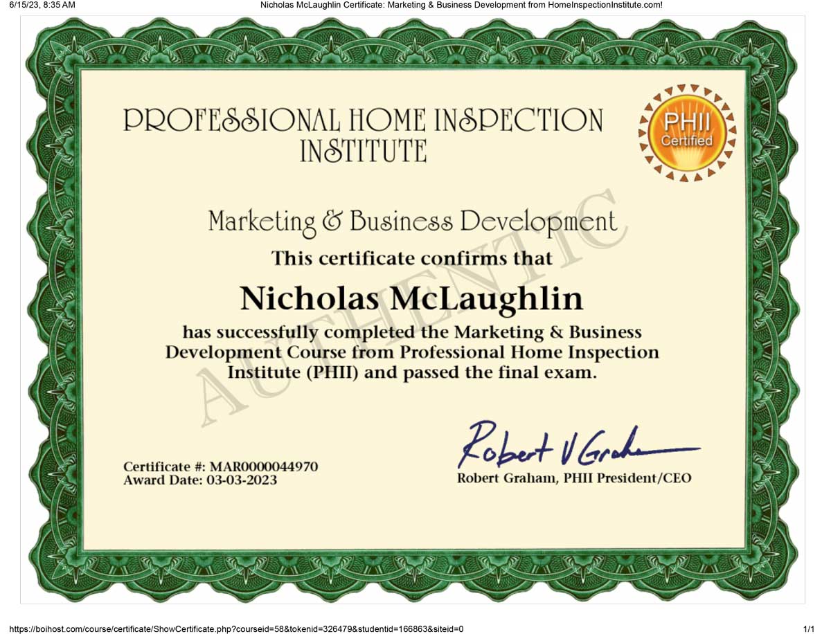 Marketing and business development certification