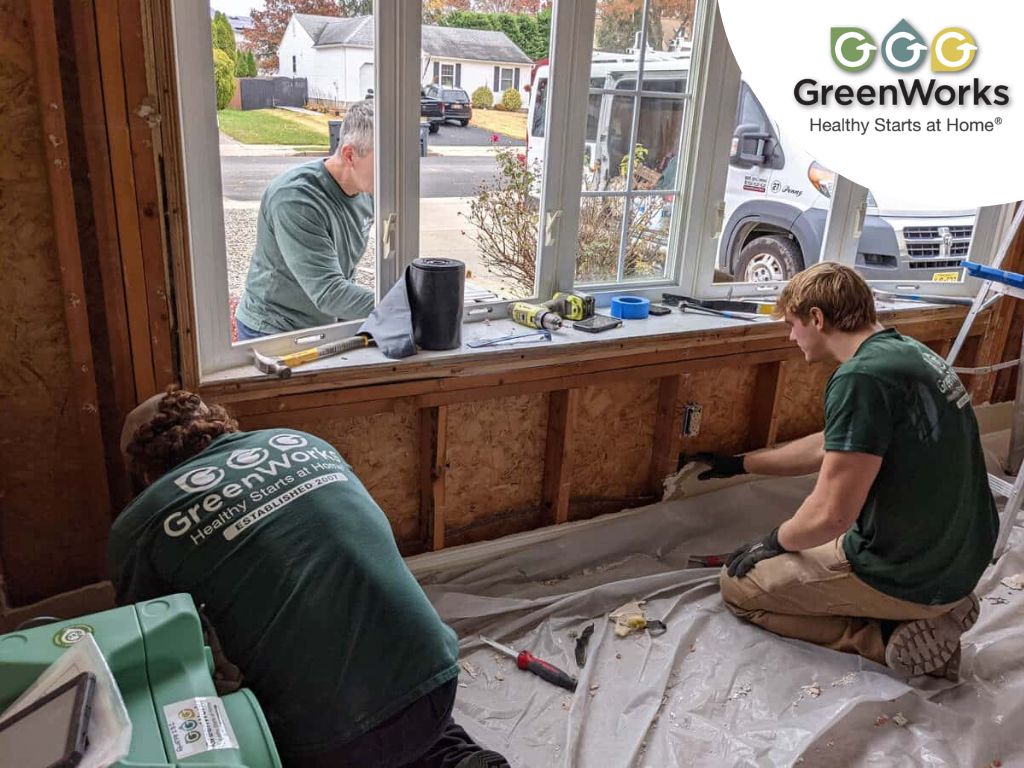 Gwe team removing drywall mold