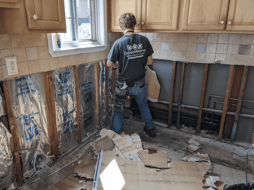 Greenworks-technician-wall-removal-kitchen-remediation