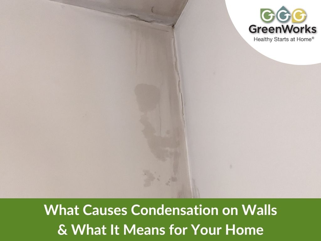 Water stains on a wall corner indicating condensation.